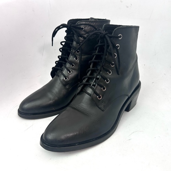 Jeffrey Campbell Zephyr Boot Size 9 Black Leather Lace-up Ankle Boots - Picture 2 of 11